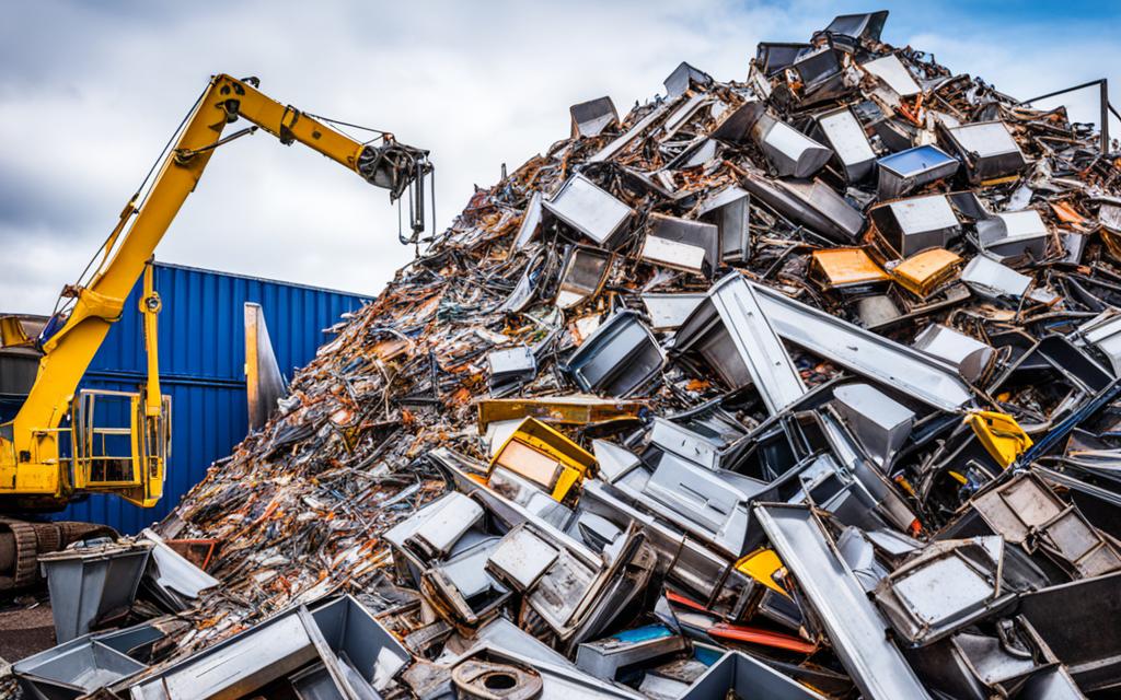 scrap metals in recycling bins