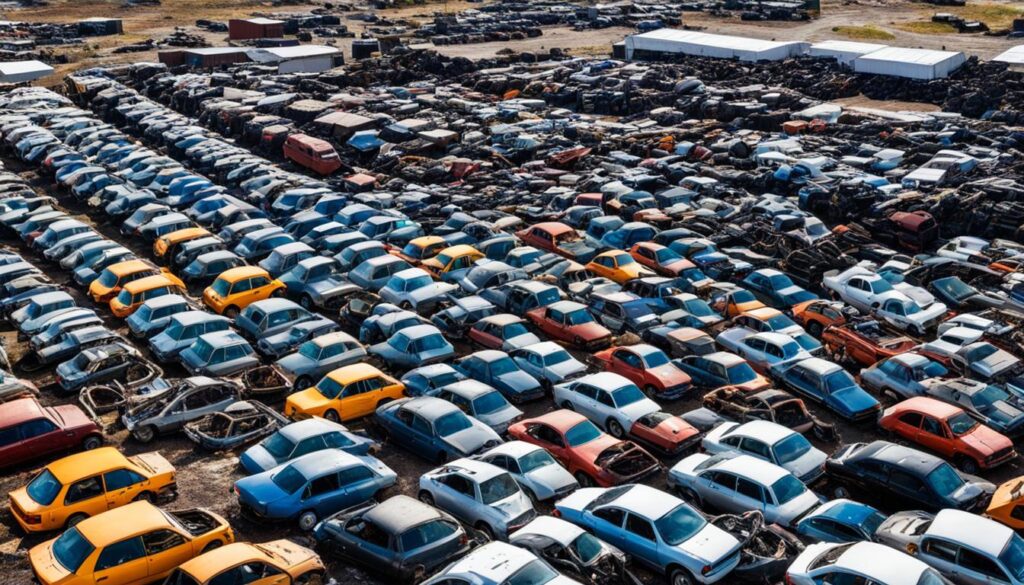 vast inventory at local junkyard